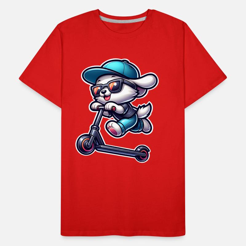E-Scooter E-Roller Scooter Hund Männer Premium Bio T-Shirt