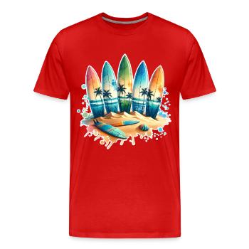 Surfeurs - T-shirt bio Premium Homme - rouge - Devant - Damien (186cm)