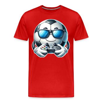 Football Gaming Gamer - Men's Premium Organic T-Shirt - red - Front - Damien (186cm)