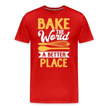 Bake - Men's Premium Organic T-Shirt - red - Front - Damien (186cm)