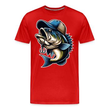 Fishing Fish With Cap Fish Hook - Men's Premium Organic T-Shirt - red - Front - Damien (186cm)