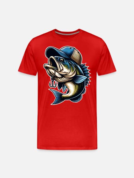 Fiske Fisk Med Cap Fisk Krok - Organic T-shirt Ekologisk premium-T-shirt herr - röd