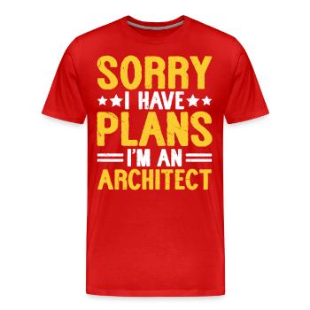 Architecte - T-shirt bio Premium Homme - rouge - Devant - Damien (186cm)
