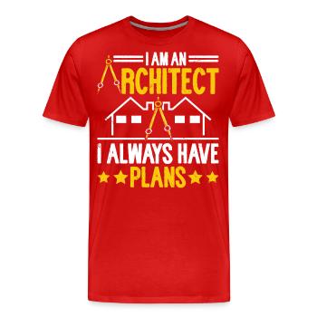 Architecte - T-shirt bio Premium Homme - rouge - Devant - Damien (186cm)