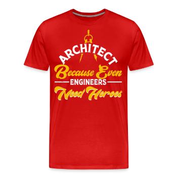 Architecte - T-shirt bio Premium Homme - rouge - Devant - Damien (186cm)