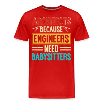 architecte - T-shirt bio Premium Homme - rouge - Devant - Damien (186cm)