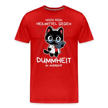 Zynische Forscherkatze – Wissenschaft ohne Gnade - Männer Premium Bio T-Shirt - Rot - Vorne - Damien (186cm)
