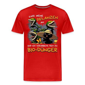 Fass meine Pflanzen an – Bio-Dünger Spruch - Männer Premium Bio T-Shirt - Rot - Vorne - Damien (186cm)