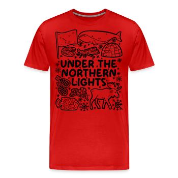 Sous les aurores boréales – La magie de l’Alaska - T-shirt bio Premium Homme - rouge - Devant - Damien (186cm)