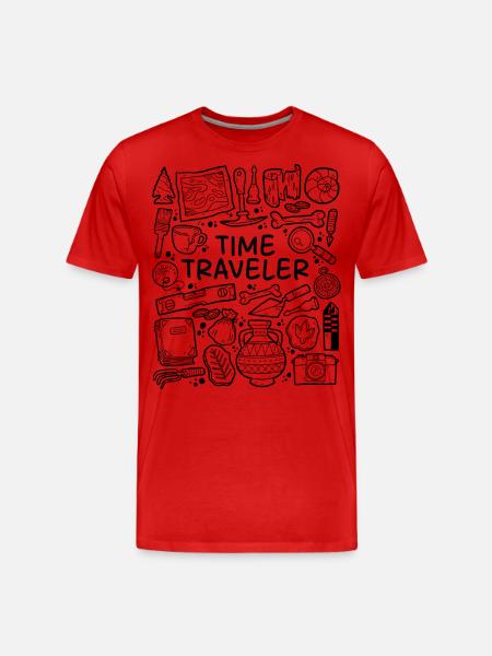 Time Traveler – Archaeology & History - Men's Premium Organic T-Shirt - red