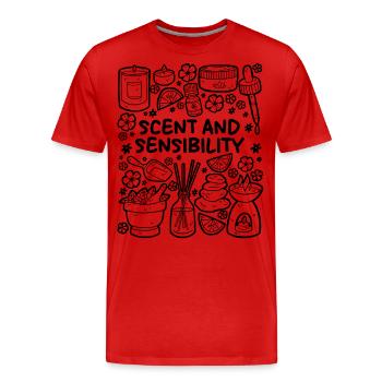 Odeur et sensibilité – Aromathérapie - T-shirt bio Premium Homme - rouge - Devant - Damien (186cm)