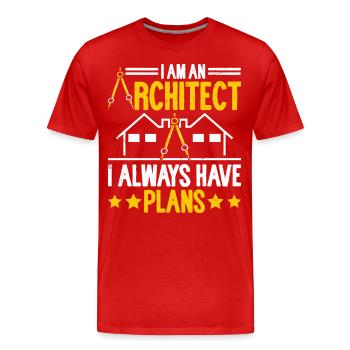 Architecte - T-shirt bio Premium Homme - rouge - Devant - Damien (186cm)