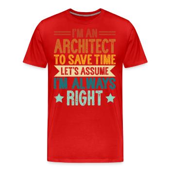 Architecte - T-shirt bio Premium Homme - rouge - Devant - Damien (186cm)