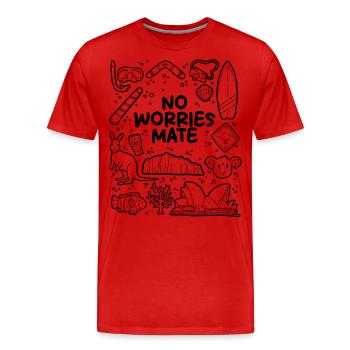 Kein Stress, Kumpel - Männer Premium Bio T-Shirt - Rot - Vorne - Damien (186cm)