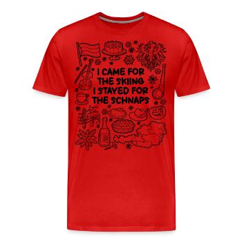 I came for skiing, stayed for the liquor - Men's Premium Organic T-Shirt - red - Front - Damien (186cm)