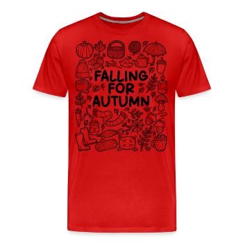 Autumn Feelings – I Fall in Love with Autumn - Men's Premium Organic T-Shirt - red - Front - Damien (186cm)