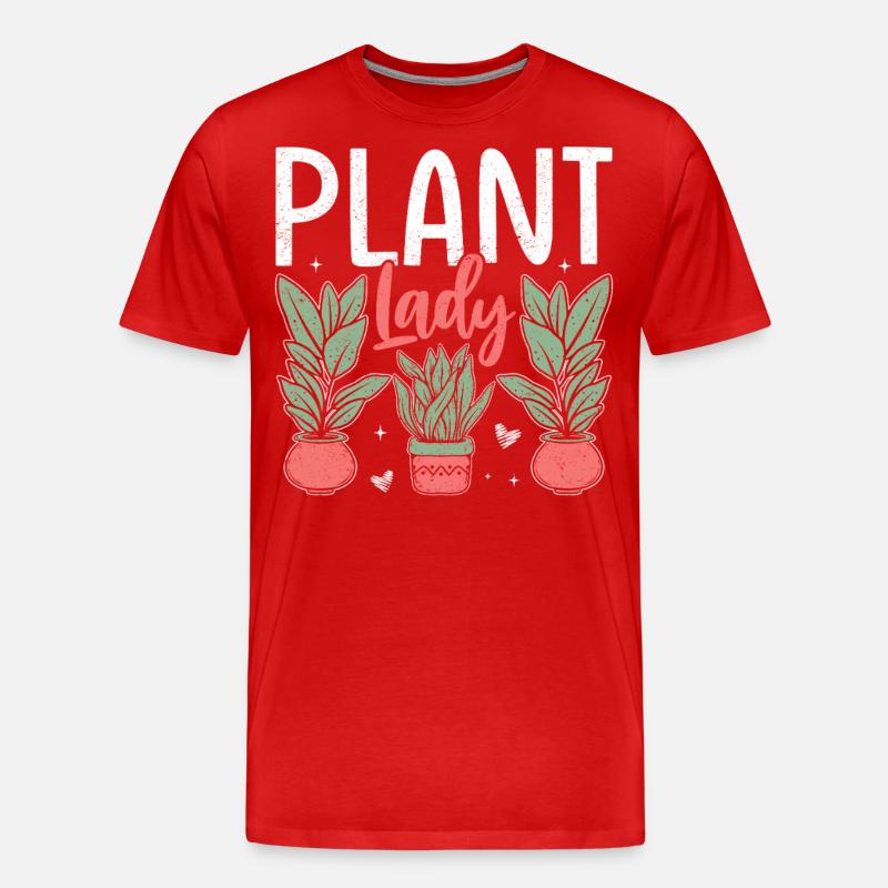 Plant Lady - Männer Premium Bio T-Shirt - Rot