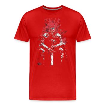 Untoter König mit Schwert – Dark Fantasy Art - Männer Premium Bio T-Shirt - Rot - Vorne - Damien (186cm)