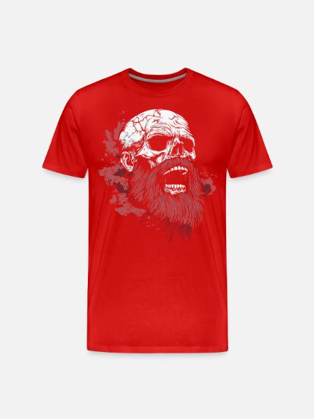 Bearded Skull – Viking Rage Art - Men's Premium Organic T-Shirt - red