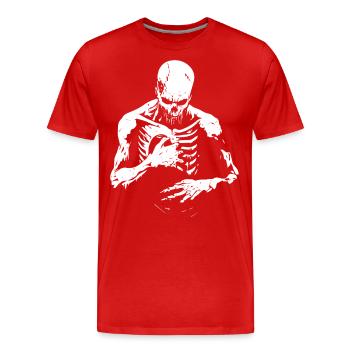 Zerfallender Zombie greift in Brustkorb - Männer Premium Bio T-Shirt - Rot - Vorne - Damien (186cm)
