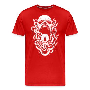 Cauchemar tentaculaire avec démon et bébé - T-shirt bio Premium Homme - rouge - Devant - Damien (186cm)