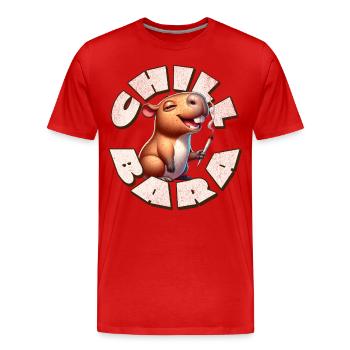 Capybara Chil Bara Fumer du cannabis - T-shirt bio Premium Homme - rouge - Devant - Damien (186cm)
