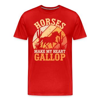 Les chevaux font galoper mon cœur - T-shirt bio Premium Homme - rouge - Devant - Damien (186cm)