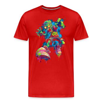 Neon Zombie Streetstyle Bande dessinée Skater Graffiti Look - T-shirt bio Premium Homme - rouge - Devant - Damien (186cm)
