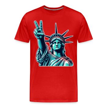 Statue de la Liberté Paix - T-shirt bio Premium Homme - rouge - Devant - Damien (186cm)