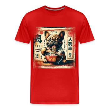 Ramen Bouledogue Français Chien Grunge Poster St - T-shirt bio Premium Homme - rouge - Devant - Damien (186cm)