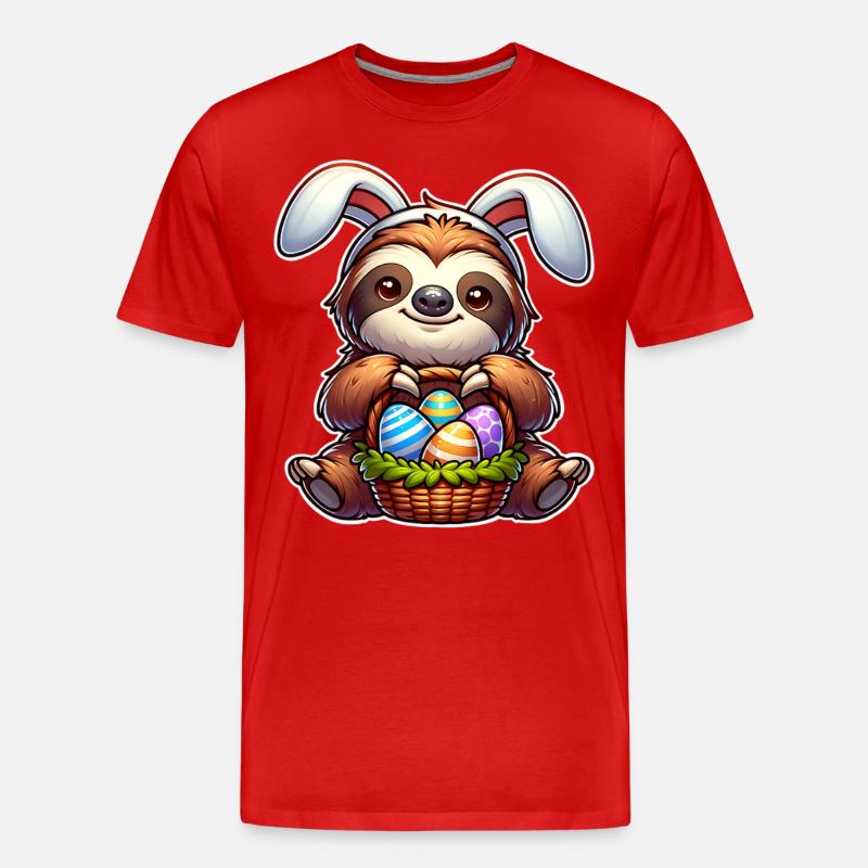 Ostern Faultier - Männer Premium Bio T-Shirt - Rot