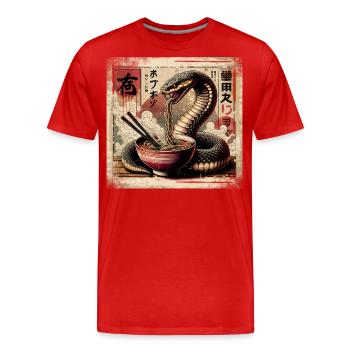 Ramen Snake Japon Grunge Poster Style - T-shirt bio Premium Homme - rouge - Devant - Damien (186cm)