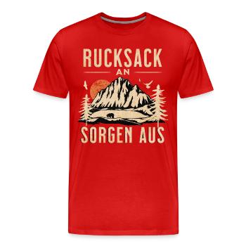 Rucksack An! Sorgen Aus! - Männer Premium Bio T-Shirt - Rot - Vorne - Damien (186cm)