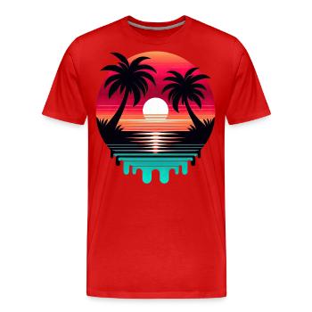 Sunlight summer vibes palm trees beach - Men's Premium Organic T-Shirt - red - Front - Damien (186cm)