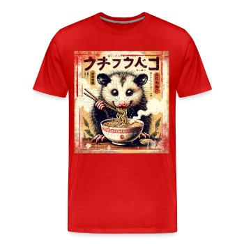 Ramen Opossum Grunge Poster Style - Männer Premium Bio T-Shirt - Rot - Vorne - Damien (186cm)