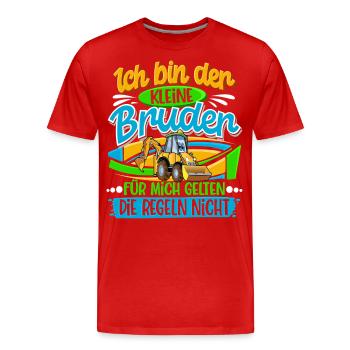 Kleiner Bruder Bagger - Männer Premium Bio T-Shirt - Rot - Vorne - Damien (186cm)
