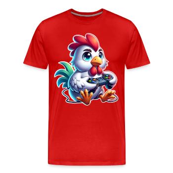 Poulet Gaming - T-shirt bio Premium Homme - rouge - Devant - Damien (186cm)