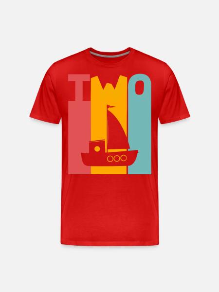 2nd Birthday Sailing Ship - Men's Premium Organic T-Shirt - red