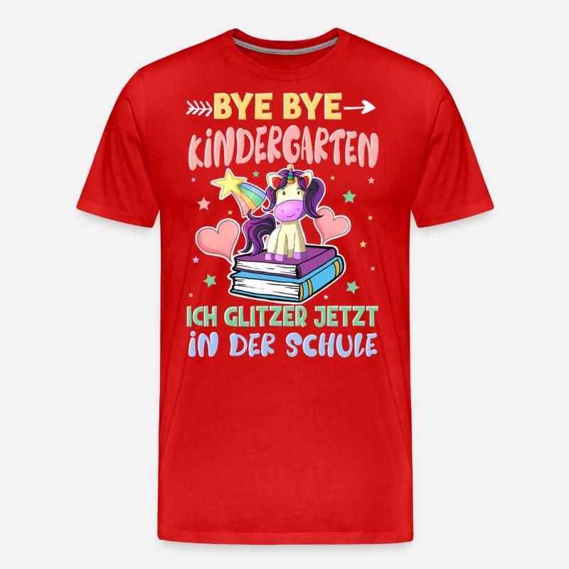 Bye Bye Kindergarten Einschulung - Männer Premium Bio T-Shirt - Rot