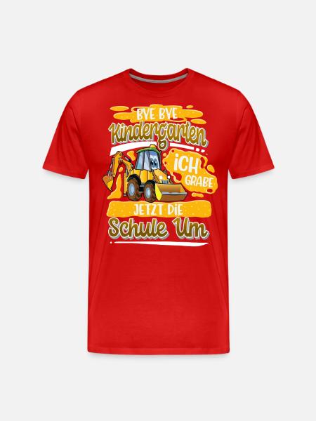 Schulbegin Einschulung Bagger - Männer Premium Bio T-Shirt - Rot