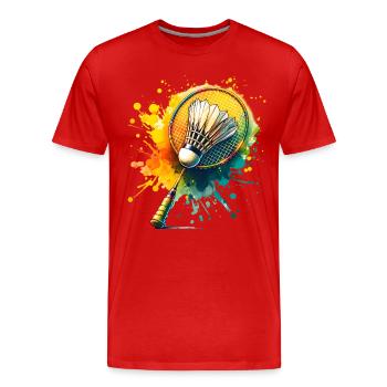 Badminton - Men's Premium Organic T-Shirt - red - Front - Damien (186cm)