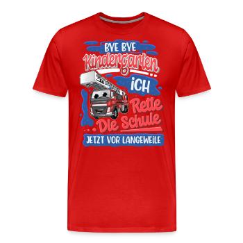 Einschulung Schulkind Feuerwehr - Männer Premium Bio T-Shirt - Rot - Vorne - Damien (186cm)