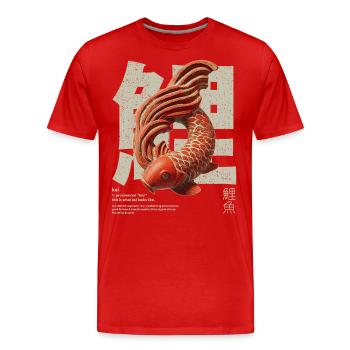 Japanischer Koi Fisch – Glück & Transformation - Männer Premium Bio T-Shirt - Rot - Vorne - Damien (186cm)