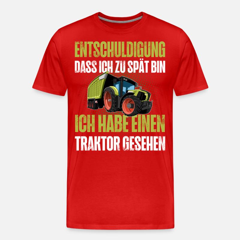 Traktor Lustiger Spruch - Männer Premium Bio T-Shirt - Rot