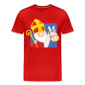 Sinterklaas op Schimmel - Men's Premium Organic T-Shirt - red - Front - Damien (186cm)