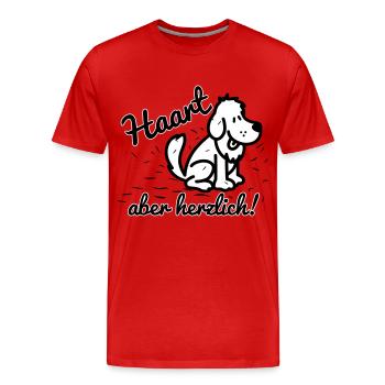 Haart - aber herzlich - Männer Premium Bio T-Shirt - Rot - Vorne - Damien (186cm)
