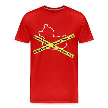 Quietscheentchen Tatort - Polizeiabsperrung - Männer Premium Bio T-Shirt - Rot - Vorne - Damien (186cm)