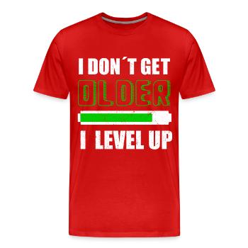 I DON´T GET OLDER I LEVEL UP - T-shirt bio Premium Homme - rouge - Devant - Damien (186cm)