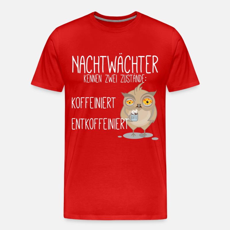 koffeiniert Nachtwächter - Männer Premium Bio T-Shirt - Rot