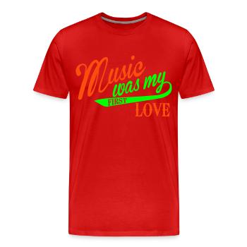 Music was my first Love - T-shirt bio Premium Homme - rouge - Devant - Damien (186cm)